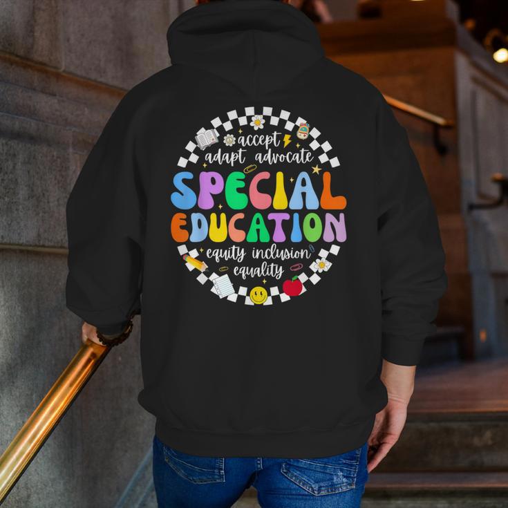 Special Education Teacher SPED Squad Team Kids Men Groovy Men Zip Up Hoodie Back Print, Groovy Teacher Hoodies, funny gift