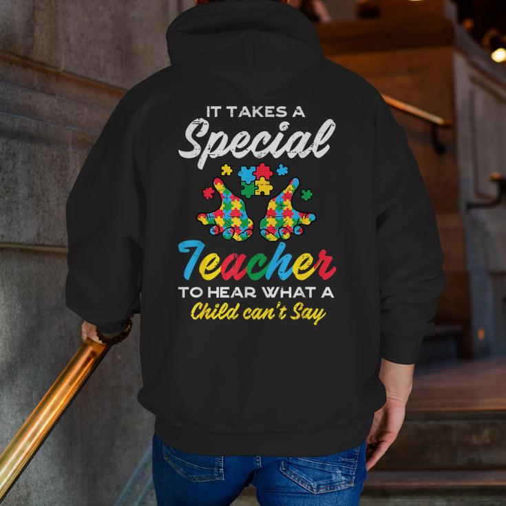 Special Teacher To Hear Child Cant Say Autism Awareness Sped Men Zip Up Hoodie Back Print, funny gift Special Teacher To Hear Child Cant Say Autism Awareness Sped Men Zip Up Hoodie Back Print, funny gift