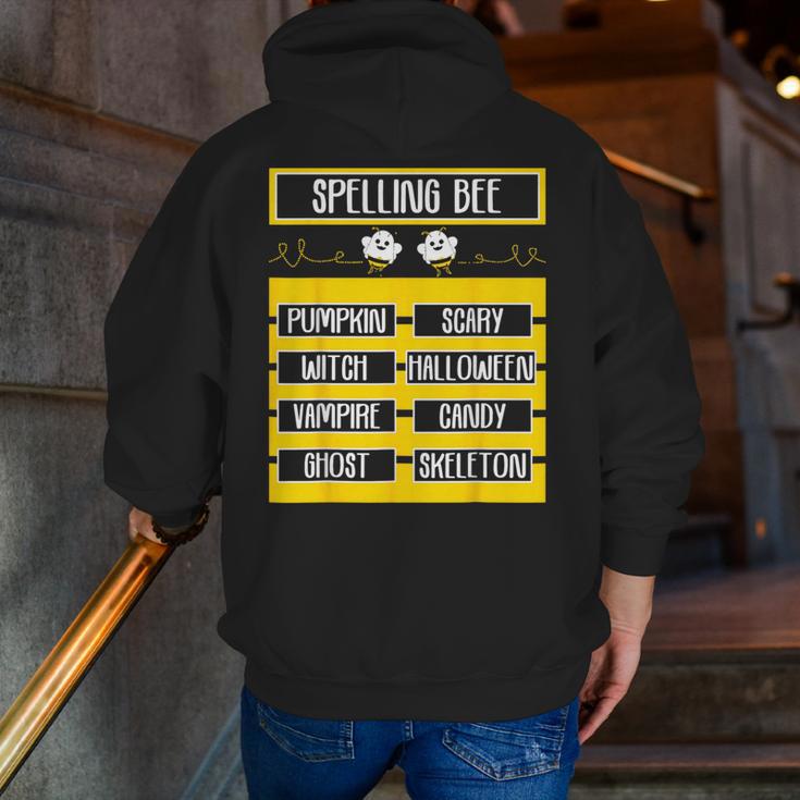 Spelling Bee Halloween Teachers Bee Spelling Competition Men Zip Up Hoodie Back Print, funny gift