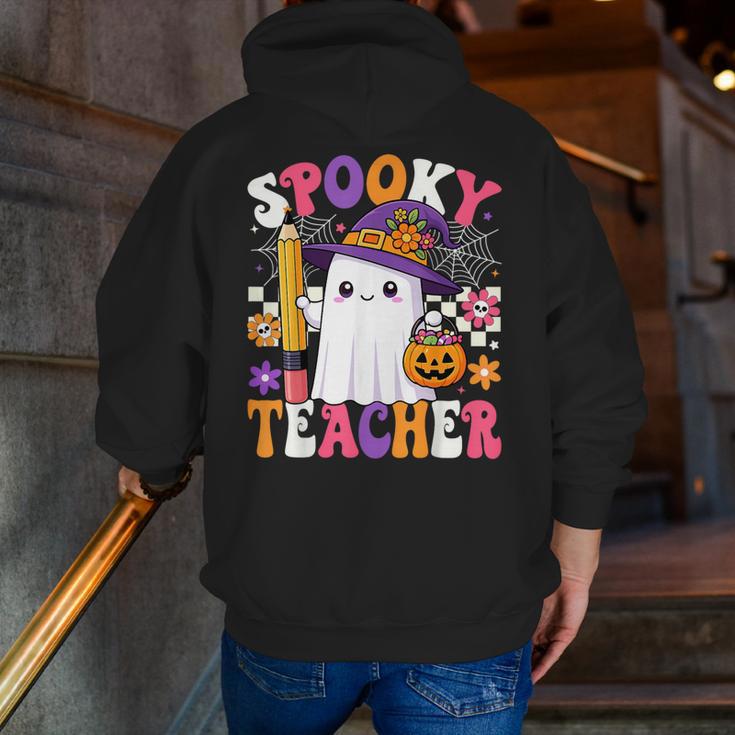 Spooky Teacher Ghost Pencil Teach Halloween Teacher Men Zip Up Hoodie Back Print, funny gift
