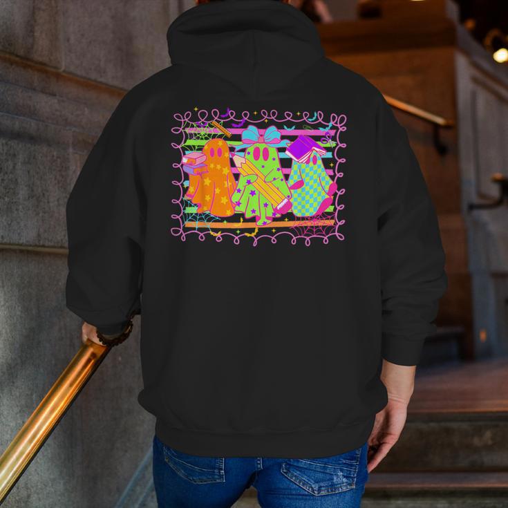 Spooky Teacher Halloween Ghost Fall Autumn Season Women Men Zip Up Hoodie Back Print, funny gift