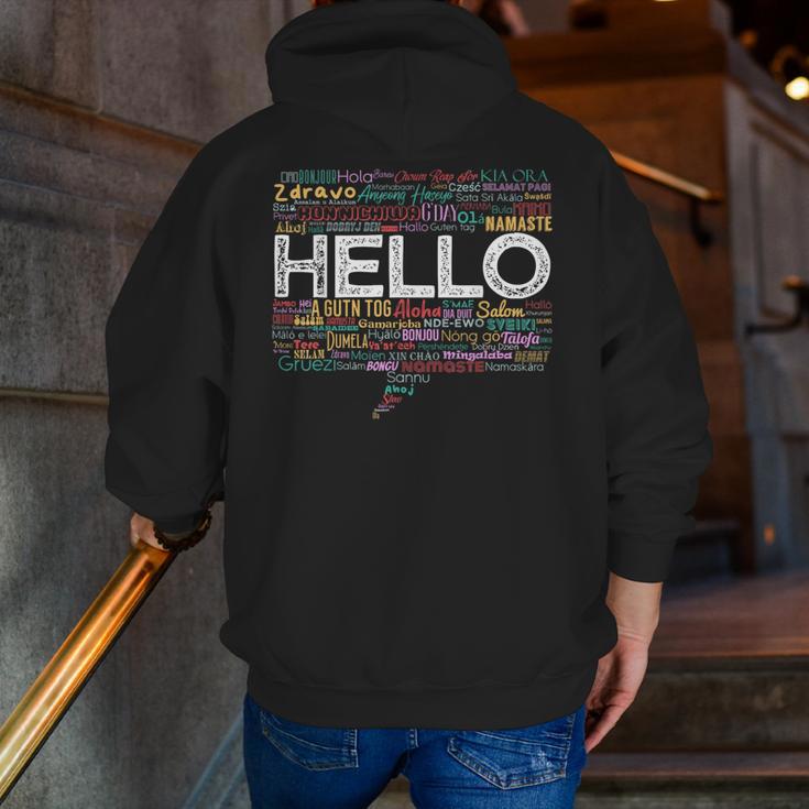 Start With Hello Different World Language Learning Teacher Men Zip Up Hoodie Back Print, funny gift Start With Hello Different World Language Learning Teacher Men Zip Up Hoodie Back Print, funny gift