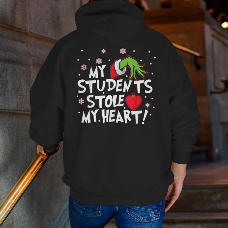 My Students Stole My Heart School Teacher Christmas Men Women Kids Men Zip Up Hoodie Back Print, funny gift