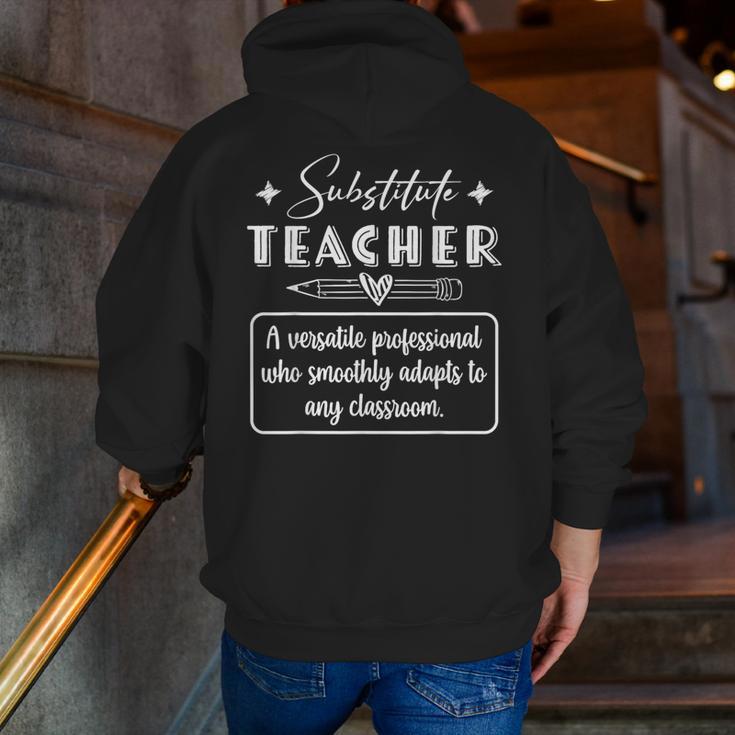 Substitute Teacher Definition Men Zip Up Hoodie Back Print, funny gift Substitute Teacher Definition Men Zip Up Hoodie Back Print, funny gift