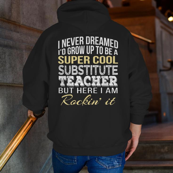 Substitute Teacher T Shirt School Tee Men Zip Up Hoodie Back Print, funny gift