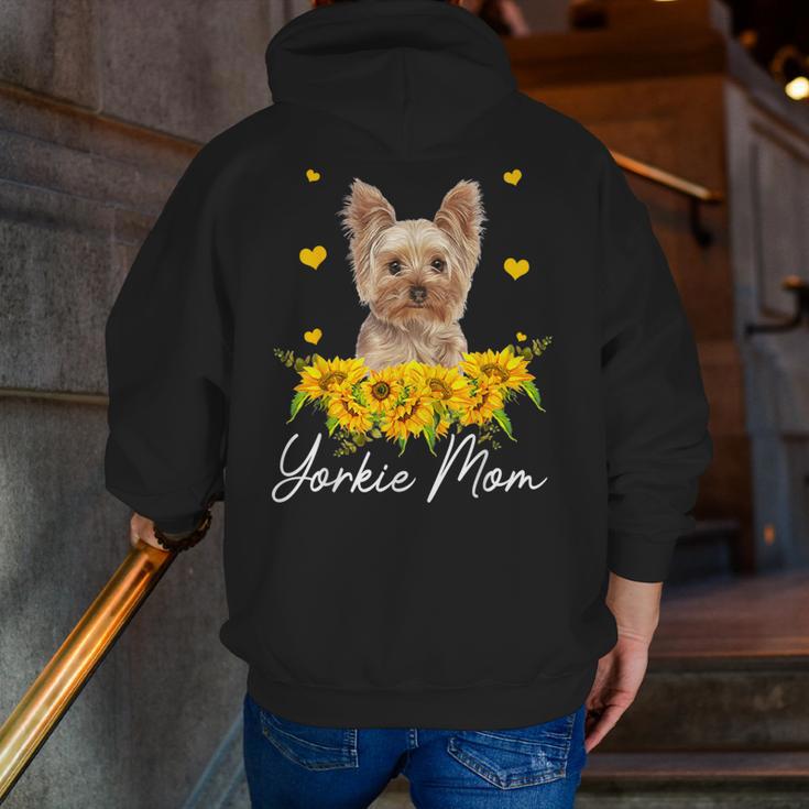 Sunflower Yorkie Mom Dog Lover Men Zip Up Hoodie Back Print, funny gift