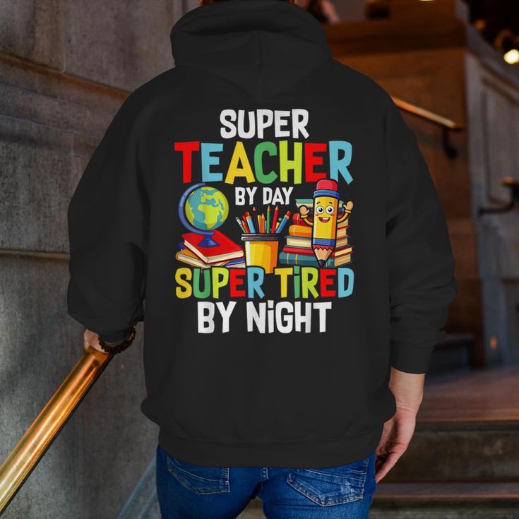 Super Teacher By Day Super Tired By Night Men Zip Up Hoodie Back Print, Super Teacher Hoodies, funny gift Super Teacher By Day Super Tired By Night Men Zip Up Hoodie Back Print, Super Teacher Hoodies, funny gift