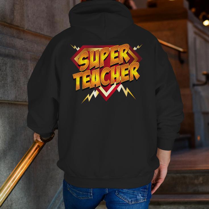 Super Teacher Superhero Back To School Teacher's Men Zip Up Hoodie Back Print, Super Teacher Hoodies, funny gift