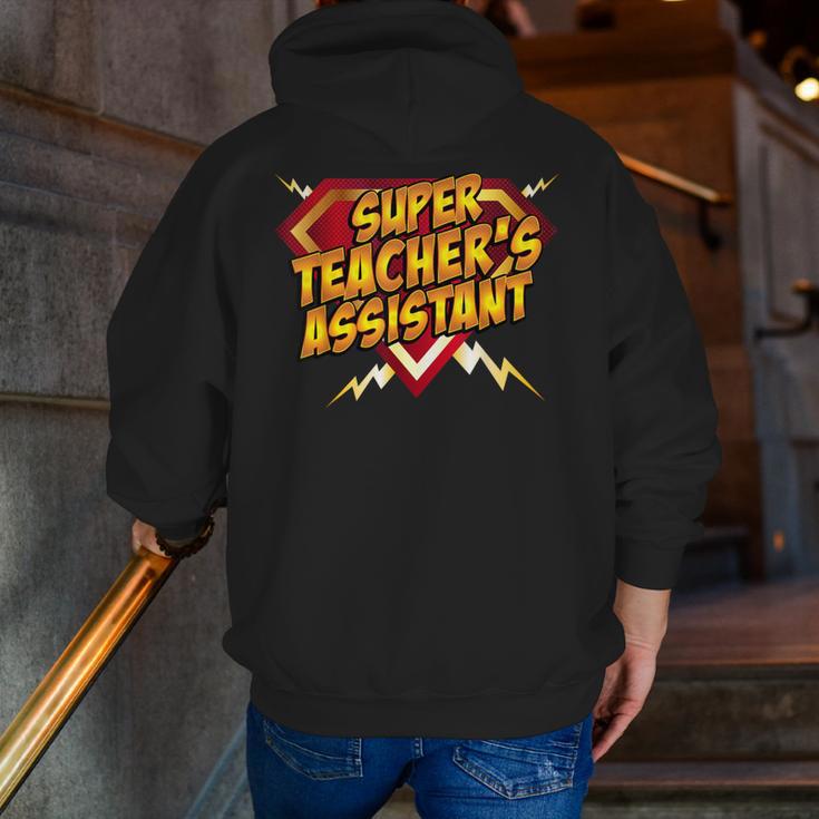 Super Teacher's Assistant Educational Superhero Men Zip Up Hoodie Back Print, funny gift