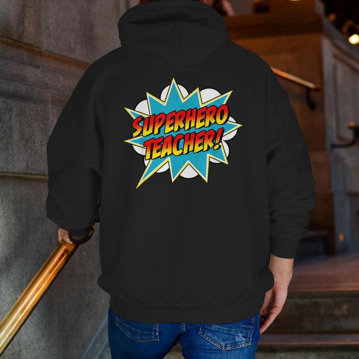 Superhero Teacher Retro Comic Teaching Superpower Men Zip Up Hoodie Back Print, funny gift Superhero Teacher Retro Comic Teaching Superpower Men Zip Up Hoodie Back Print, funny gift