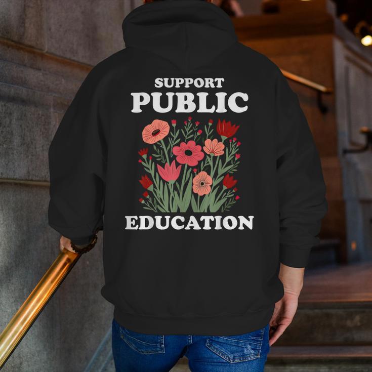 Support Public Education Cute Floral Teacher Red For Ed Men Zip Up Hoodie Back Print, funny gift Support Public Education Cute Floral Teacher Red For Ed Men Zip Up Hoodie Back Print, funny gift