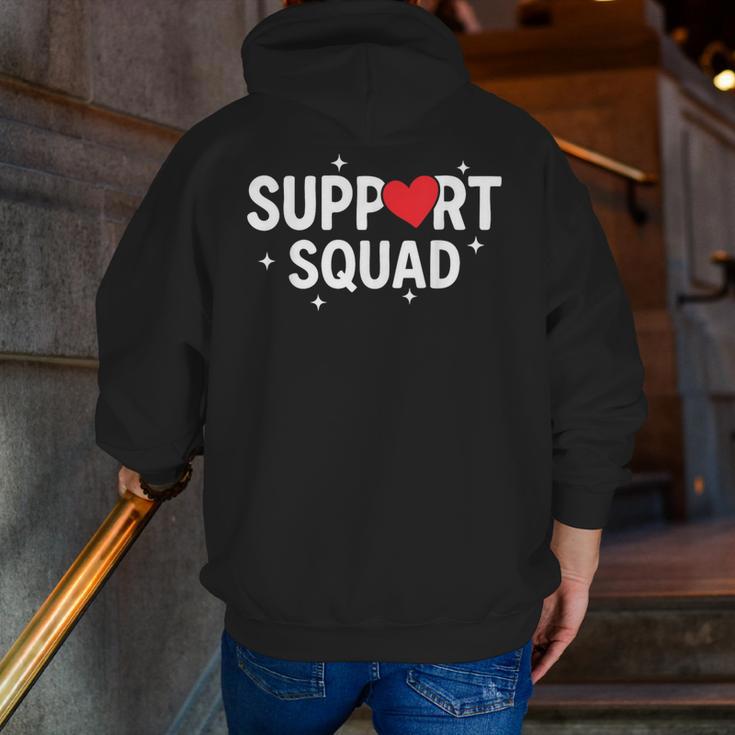 Support Squad Cute Heart Supportive Teacher Team Member Men Zip Up Hoodie Back Print, funny gift