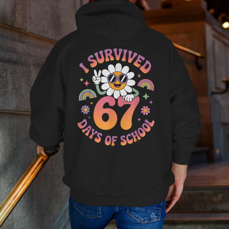 I Survived 67 Days Of School Groovy Retro Teachers Girls Men Zip Up Hoodie Back Print, funny gift I Survived 67 Days Of School Groovy Retro Teachers Girls Men Zip Up Hoodie Back Print, funny gift