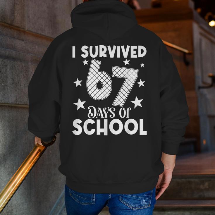 I Survived 67 Days Of School Teachers Students Men Zip Up Hoodie Back Print, funny gift