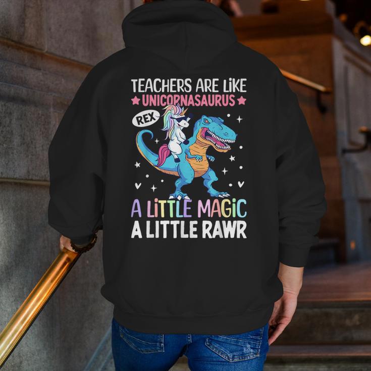 T Rex Dinosaur Unicorn Teachers Are Like Unicornasaurus Rex Men Zip Up Hoodie Back Print, funny gift T Rex Dinosaur Unicorn Teachers Are Like Unicornasaurus Rex Men Zip Up Hoodie Back Print, funny gift