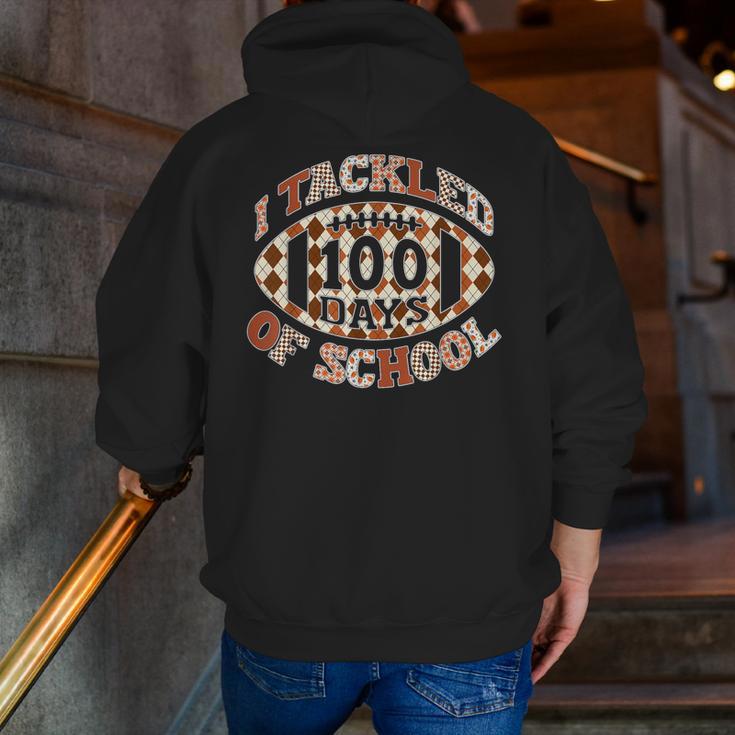 I Tackled 100 Days Of School Football Boys Girls Teachers Men Zip Up Hoodie Back Print, funny gift