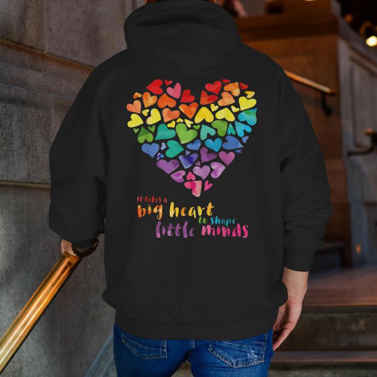It Takes a Big Heart To Shape Little Minds Teacher Men Zip Up Hoodie Back Print, funny gift