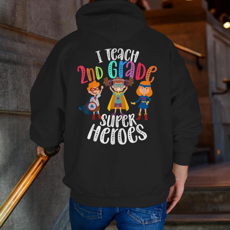 I Teach 2nd Grade Superheroes Back To School Teacher Men Women Girls Kids Men Zip Up Hoodie Back Print, 2nd Grade Teacher Hoodies, funny gift