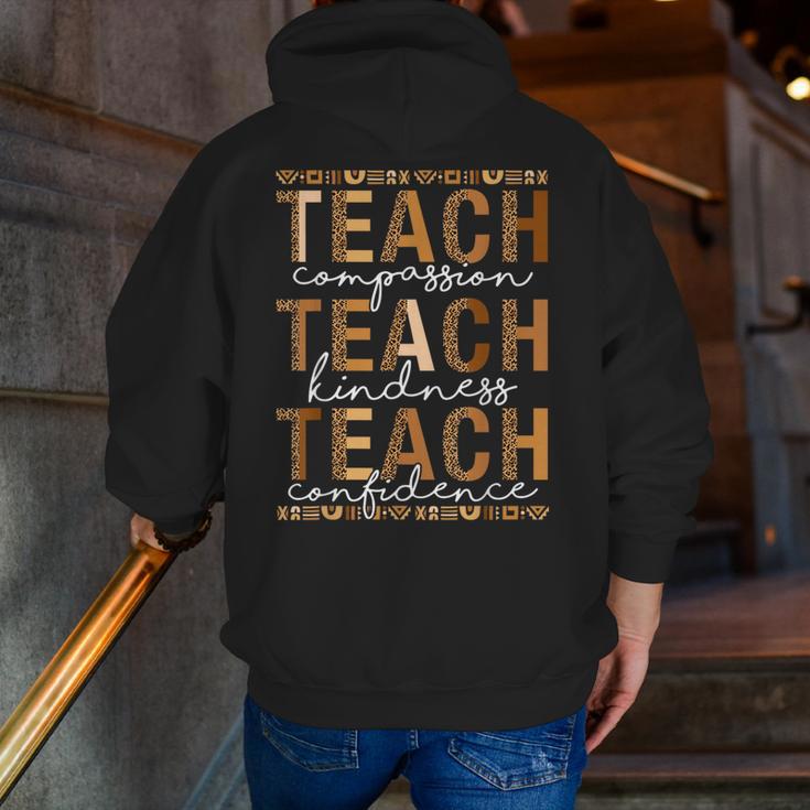 Teach Compassion Kindness Confidence History Teacher Men Zip Up Hoodie Back Print, History Teacher Hoodies, funny gift