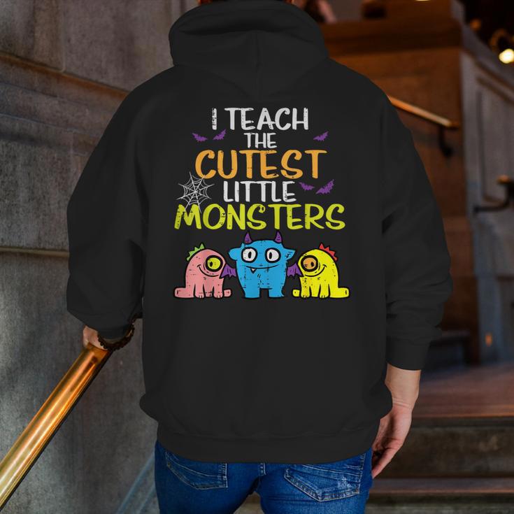 I Teach Cutest Little Monsters Halloween Teacher Men Women Men Zip Up Hoodie Back Print, funny gift