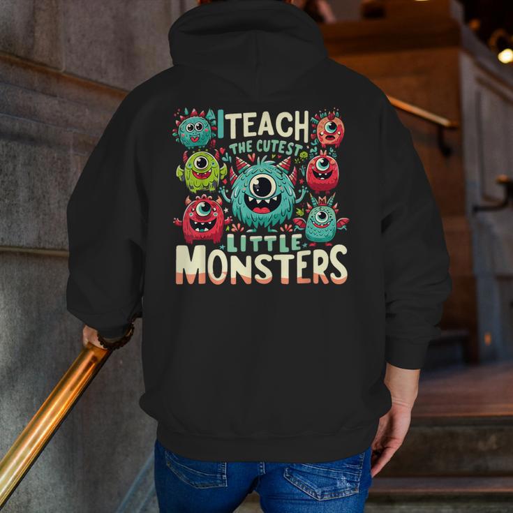 I Teach The Cutest Little Monsters Teacher Halloween Outfit Men Zip Up Hoodie Back Print, funny gift I Teach The Cutest Little Monsters Teacher Halloween Outfit Men Zip Up Hoodie Back Print, funny gift