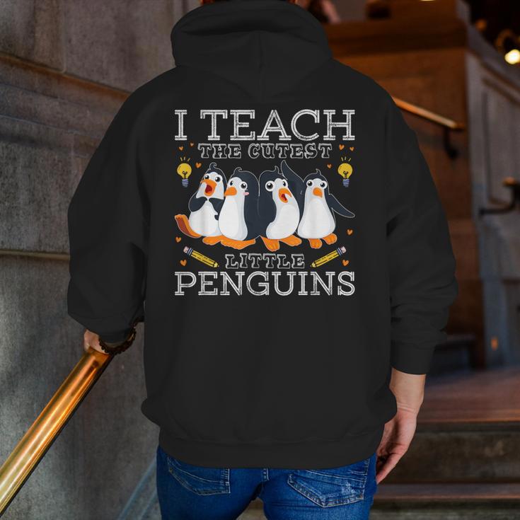 I Teach The Cutest Little Penguins Cute School Teacher Tee Men Zip Up Hoodie Back Print, funny gift