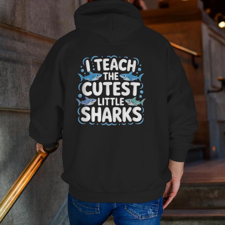I Teach The Cutest Little Sharks Teacher School Men Zip Up Hoodie Back Print, funny gift I Teach The Cutest Little Sharks Teacher School Men Zip Up Hoodie Back Print, funny gift