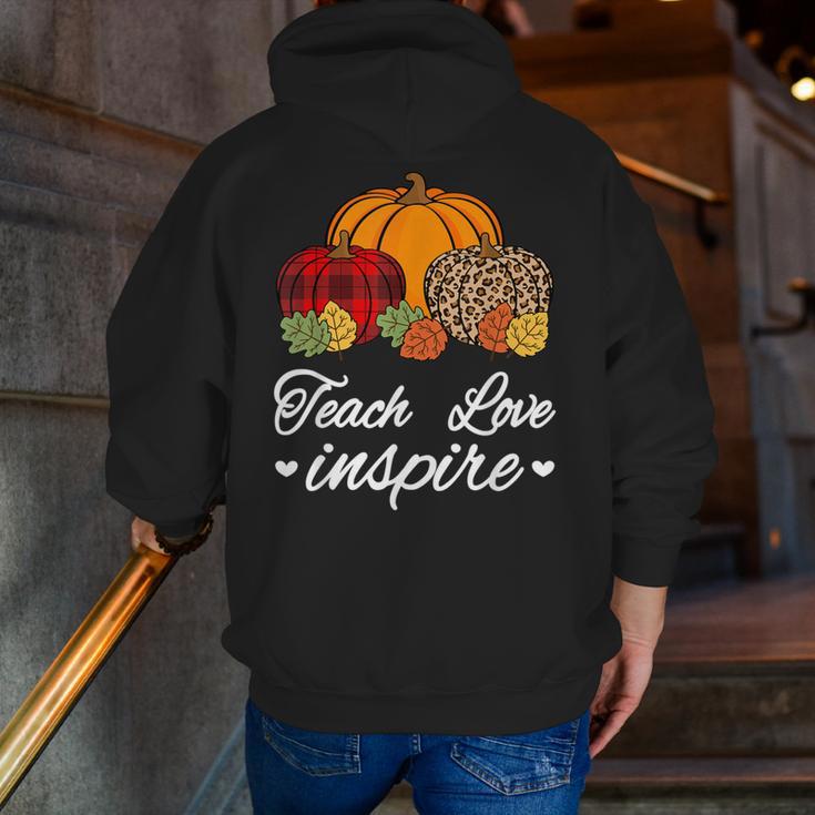Teach Love Inspire Autumn Fall Plaid Leopard Pumpkin Teacher For Men Women Kids Men Zip Up Hoodie Back Print, funny gift Teach Love Inspire Autumn Fall Plaid Leopard Pumpkin Teacher For Men Women Kids Men Zip Up Hoodie Back Print, funny gift