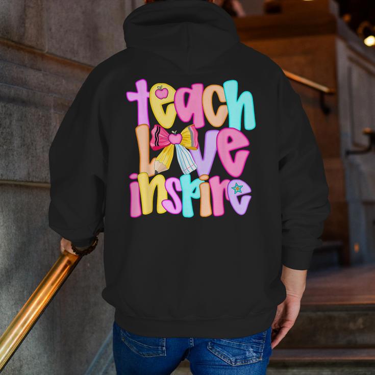 Teach Love Inspire Preppy Back To School Teacher Women Men Zip Up Hoodie Back Print, funny gift Teach Love Inspire Preppy Back To School Teacher Women Men Zip Up Hoodie Back Print, funny gift