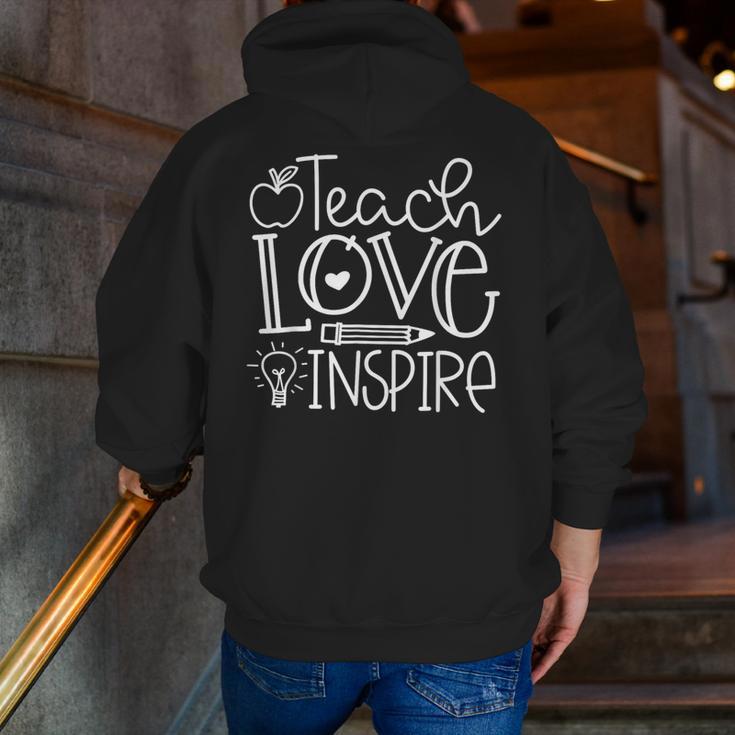 Teach Love Inspire Retro Teacher Kids Back To School Men Zip Up Hoodie Back Print, funny gift Teach Love Inspire Retro Teacher Kids Back To School Men Zip Up Hoodie Back Print, funny gift