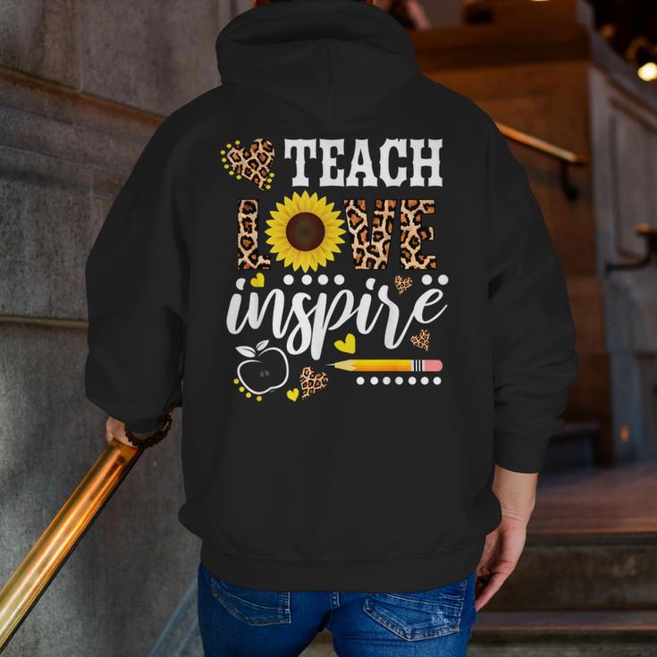 TEACH LOVE INSPIRE Teacher Sunflower Appreciation Men Zip Up Hoodie Back Print, funny gift TEACH LOVE INSPIRE Teacher Sunflower Appreciation Men Zip Up Hoodie Back Print, funny gift