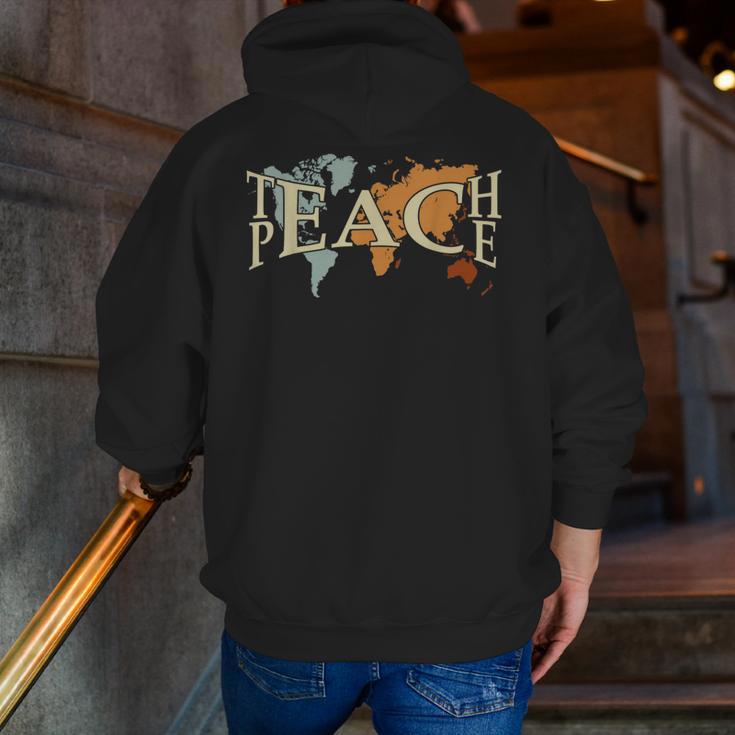 Teach Peace Teacher Teacher Men Zip Up Hoodie Back Print, funny gift
