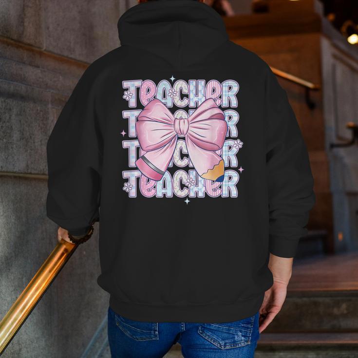 Teacher Bow Pencil Flowers Teacher Back To School Men Zip Up Hoodie Back Print, funny gift Teacher Bow Pencil Flowers Teacher Back To School Men Zip Up Hoodie Back Print, funny gift