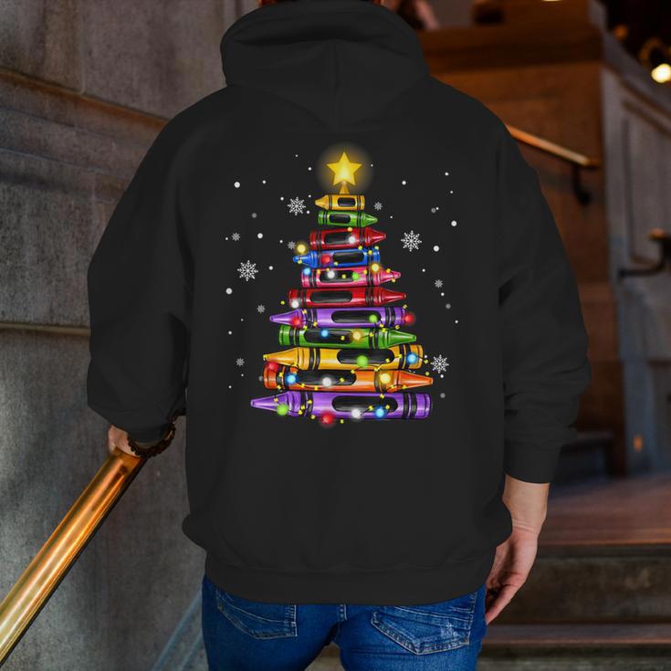 Teacher Crayon Christmas Tree Lights Student School Xmas Men Zip Up Hoodie Back Print, funny gift Teacher Crayon Christmas Tree Lights Student School Xmas Men Zip Up Hoodie Back Print, funny gift