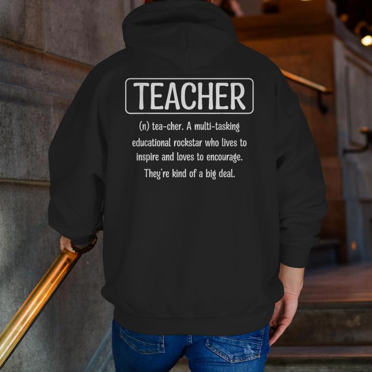 Teacher Definition Teacher Men Zip Up Hoodie Back Print, funny gift