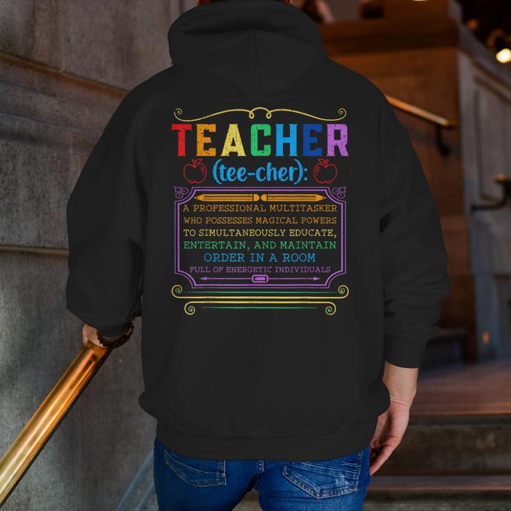 Teacher Definition Teaching School Teacher Men Zip Up Hoodie Back Print, funny gift Teacher Definition Teaching School Teacher Men Zip Up Hoodie Back Print, funny gift