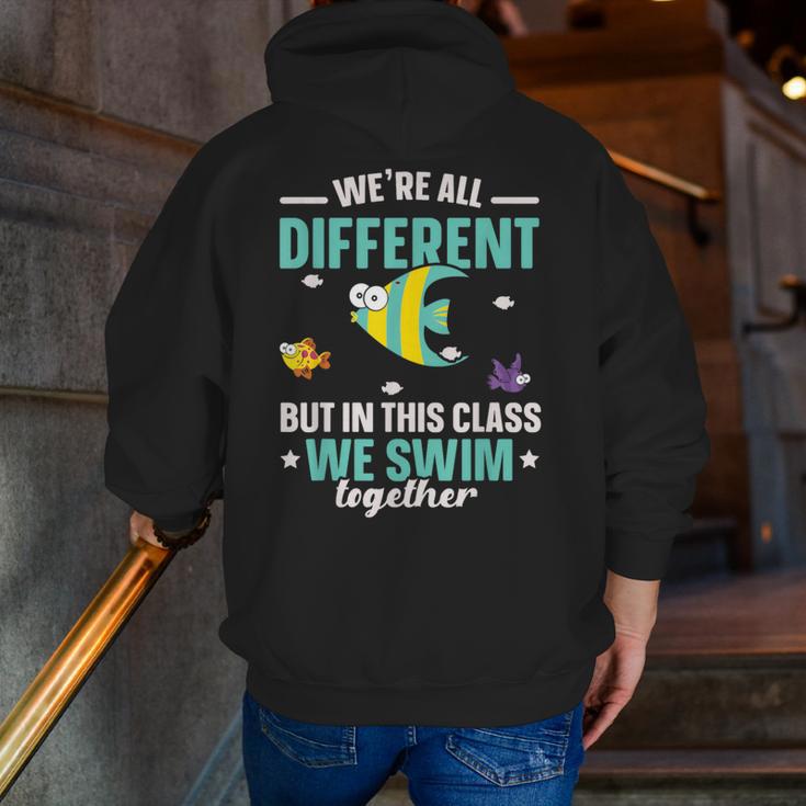 Teacher We All Different But In This Class We Swim Together Men Zip Up Hoodie Back Print, funny gift Teacher We All Different But In This Class We Swim Together Men Zip Up Hoodie Back Print, funny gift