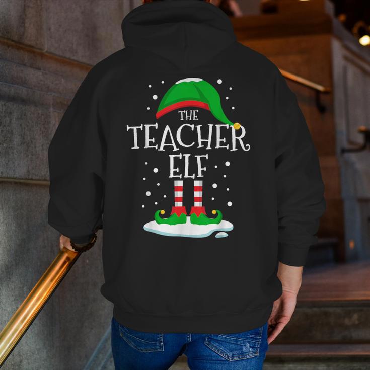 The Teacher Elf Christmas Family Matching Xmas Group For Men Women Men Zip Up Hoodie Back Print, funny gift