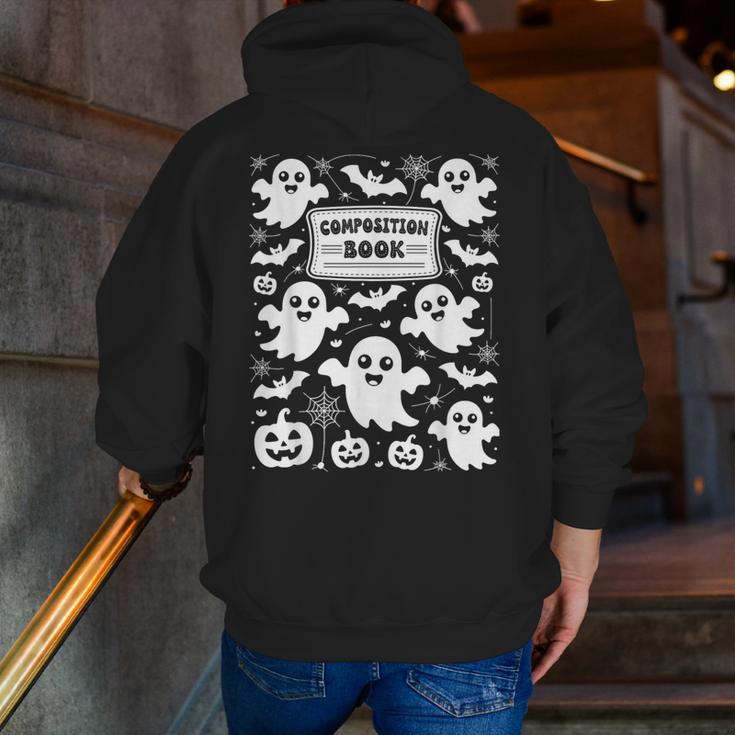 Teacher Halloween Composition Notebook Costume Halloween Men Zip Up Hoodie Back Print, funny gift
