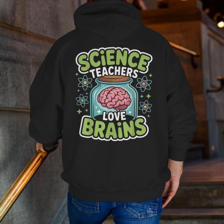 Teacher Halloween Costume Science Teachers Love Brains Men Zip Up Hoodie Back Print, Science Teacher Hoodies, funny gift
