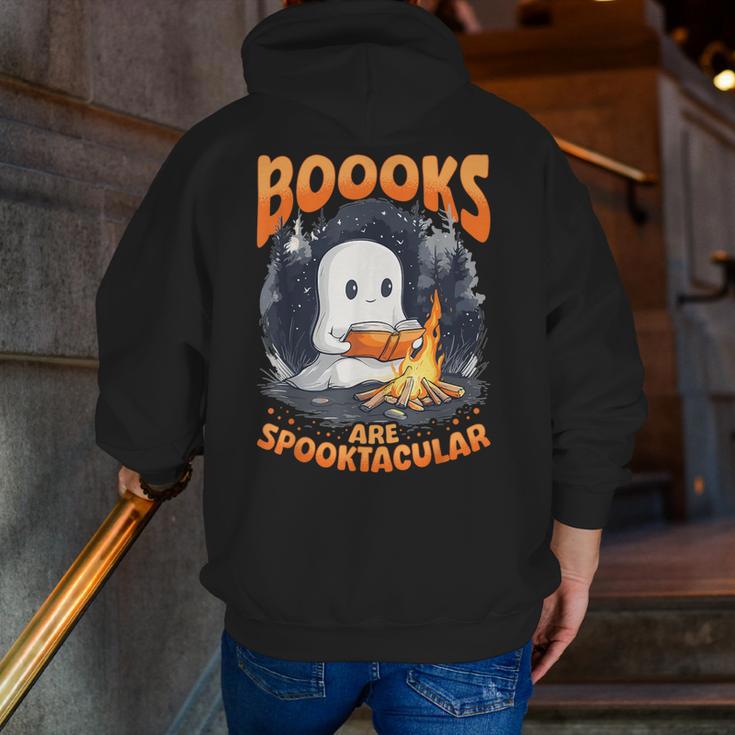 Teacher Halloween Ghost Reading Book Animal Boooks Are Men Zip Up Hoodie Back Print, funny gift
