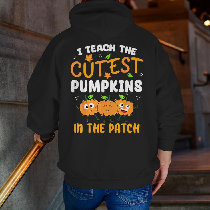 Teacher Halloween Pre-K Teacher Kindergarten Cutest Pumpkins Men Women Kids Men Zip Up Hoodie Back Print, funny gift