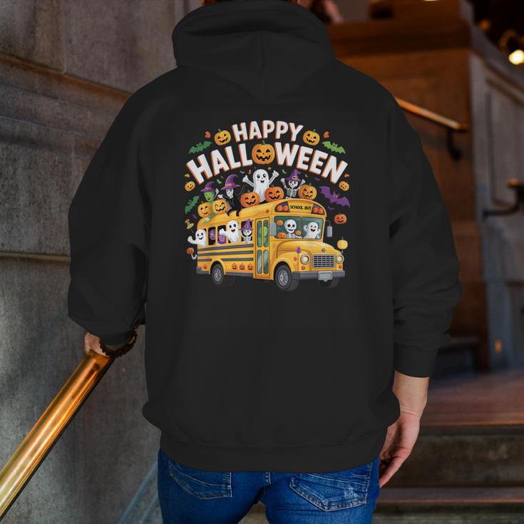 Teacher Halloween School Bus Driver Cute Ghost Witch Party Men Zip Up Hoodie Back Print, funny gift