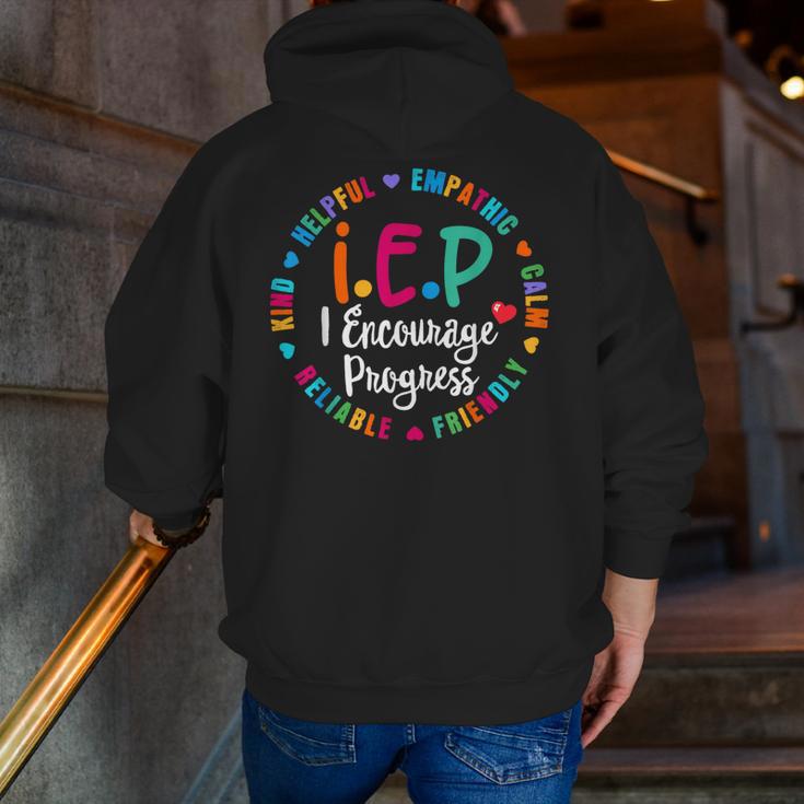 Teacher IEP IEP Encourage Progress Special Education Men Zip Up Hoodie Back Print, funny gift