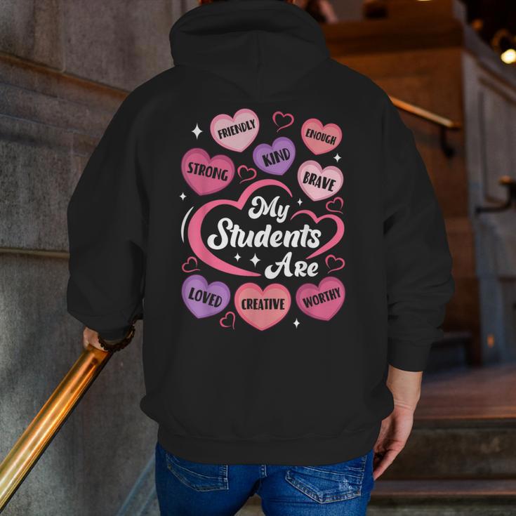 Teacher Positive Affirmations Candy Heart Valentine's Day Men Zip Up Hoodie Back Print, funny gift Teacher Positive Affirmations Candy Heart Valentine's Day Men Zip Up Hoodie Back Print, funny gift