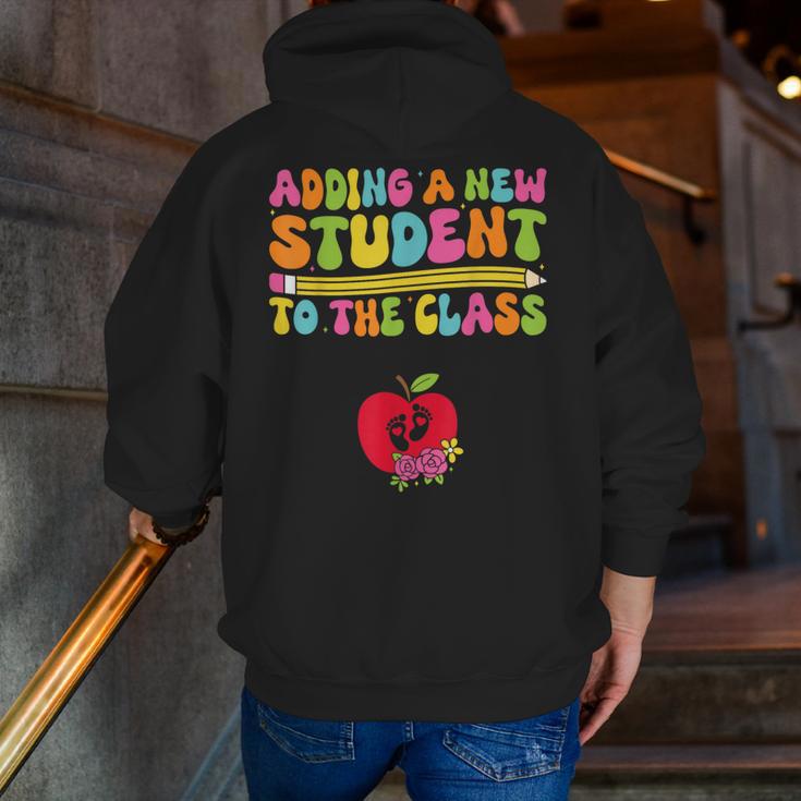 Teacher Pregnancy Announcement Clothing Expecting Teacher X-Small Men Zip Up Hoodie Back Print, funny gift