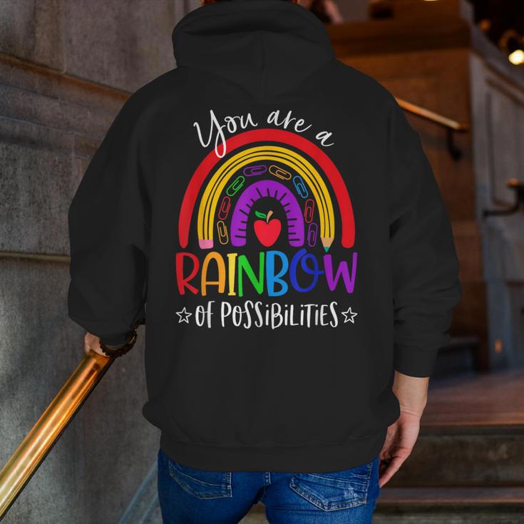 Teacher You Are a Rainbow Of Possibilities Funny Men Zip Up Hoodie Back Print, funny gift Teacher You Are a Rainbow Of Possibilities Funny Men Zip Up Hoodie Back Print, funny gift