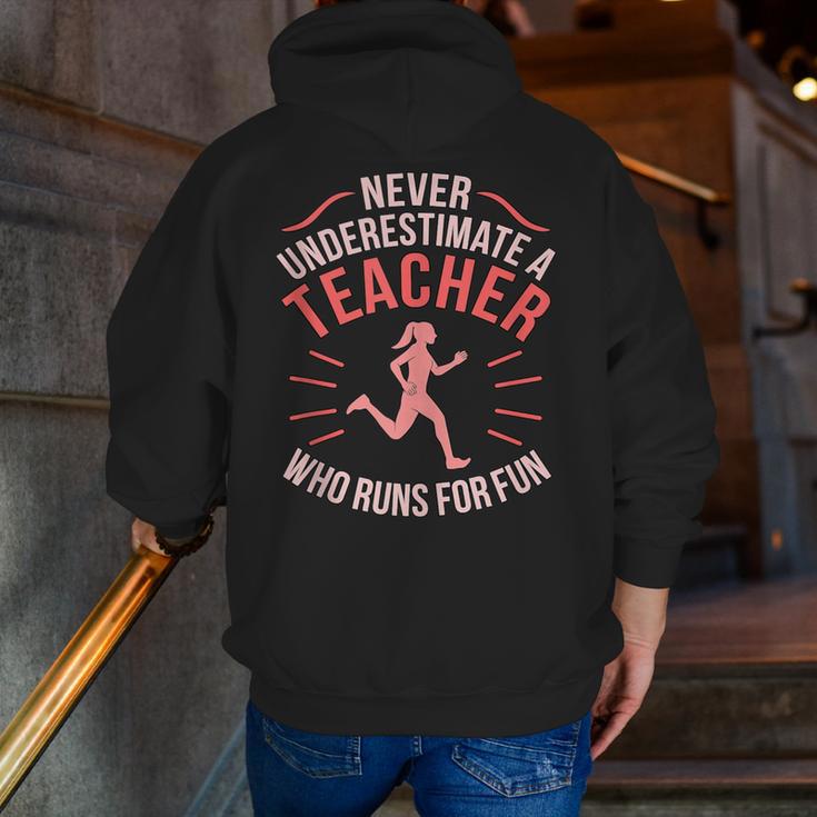 Teacher Who Runs Half Marathon Runner Running Lover Graphic Men Zip Up Hoodie Back Print, funny gift