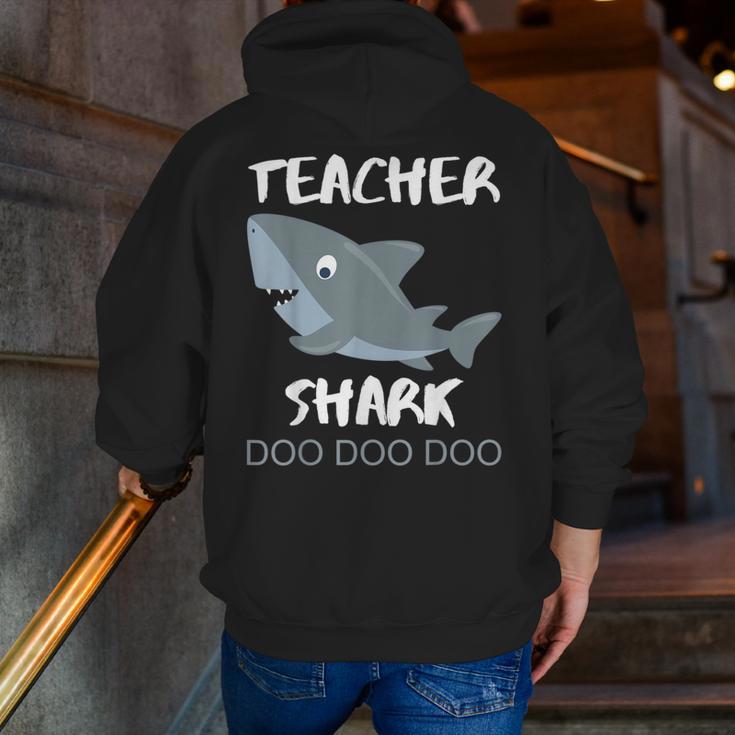 Teacher Shark Shirt Christmas Idea For Him Her Men Zip Up Hoodie Back Print, funny gift