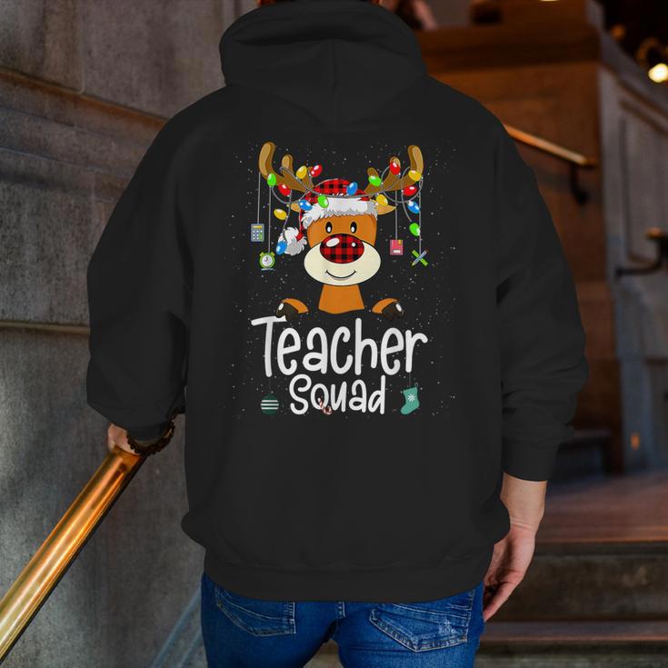 Teacher Squad Red Plaid Rudolph Reindeer Christmas Men Zip Up Hoodie Back Print, funny gift Teacher Squad Red Plaid Rudolph Reindeer Christmas Men Zip Up Hoodie Back Print, funny gift
